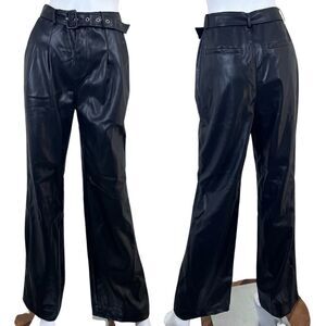 7 For All Mankind Women Size S Black Fuax Leather Trouser Bootcut NEW Pant Goth